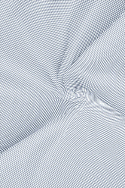 Glacier Gray and White Ninja Shuriken Printed Mandarin Collar Cotton Shirt