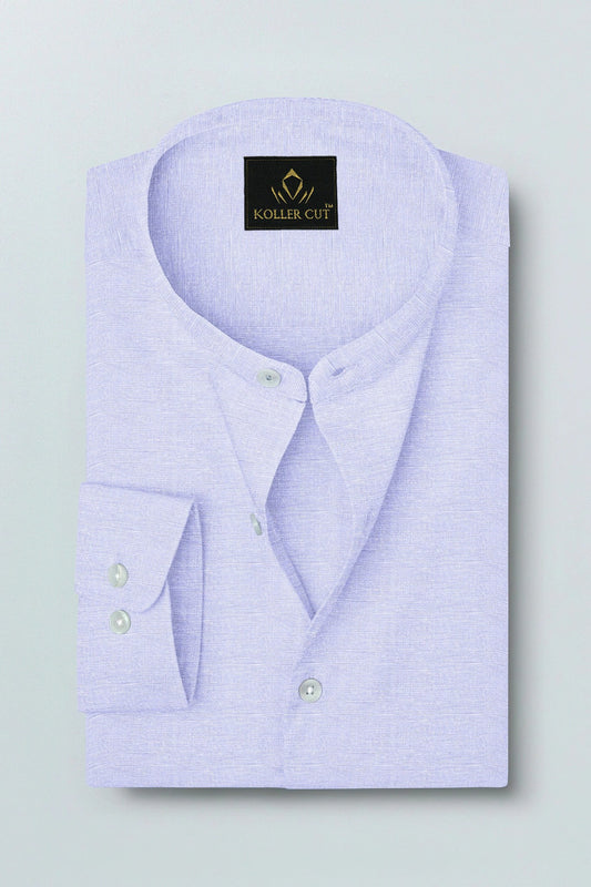 Chatelle Purple Mandarin Collar Luxuries Linen Shirt
