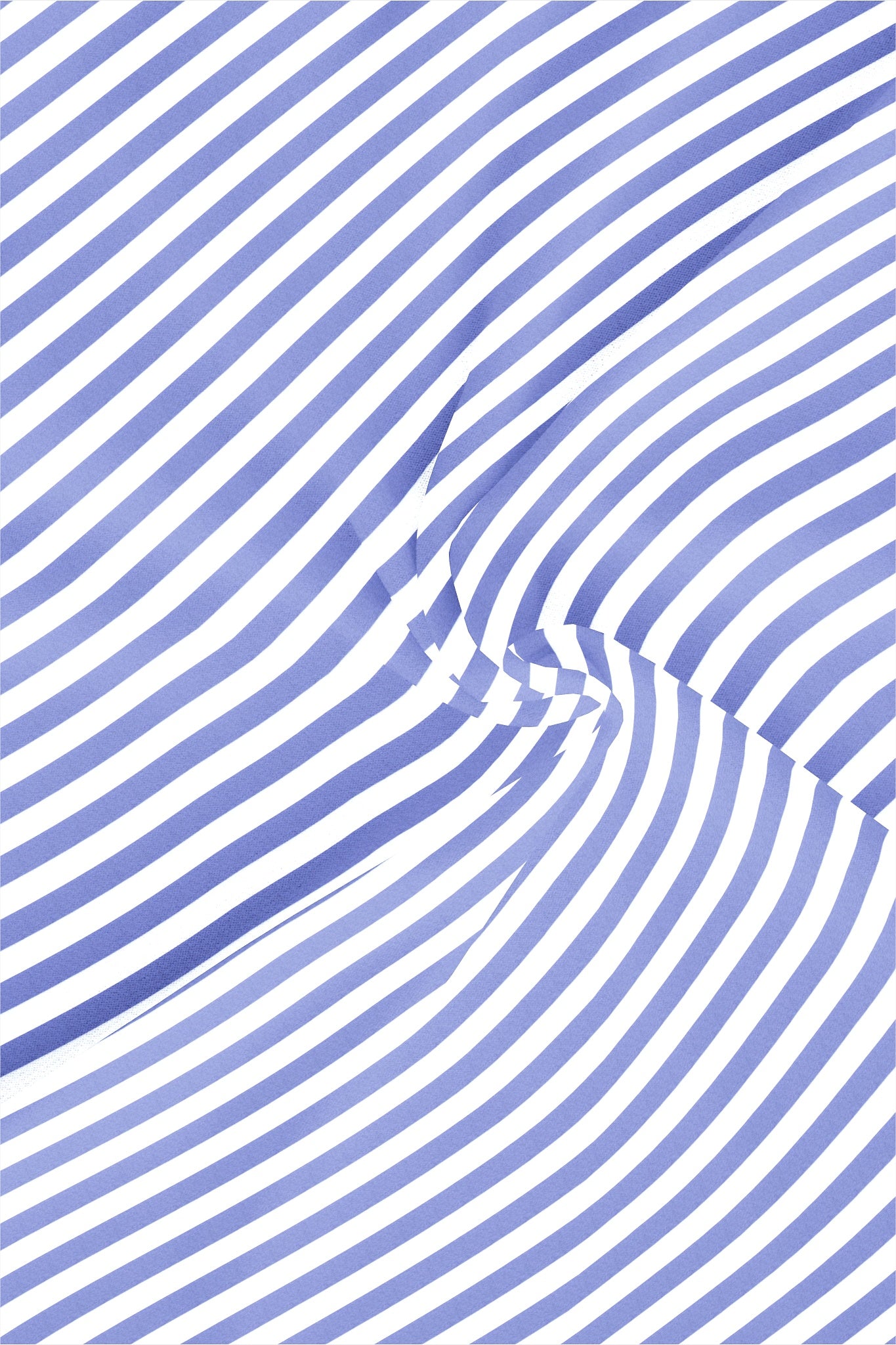 Iolite Blue and White Awning Stripes Mandarin Collar Cotton Shirt