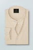 White With Latte Brown Hounds Tooth Checks Mandarin Collar Cotton Shirt