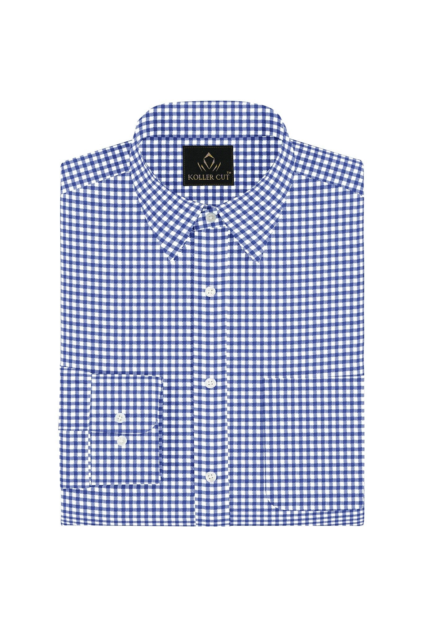 White and Amparo Blue Gingham Checks Cotton Shirt