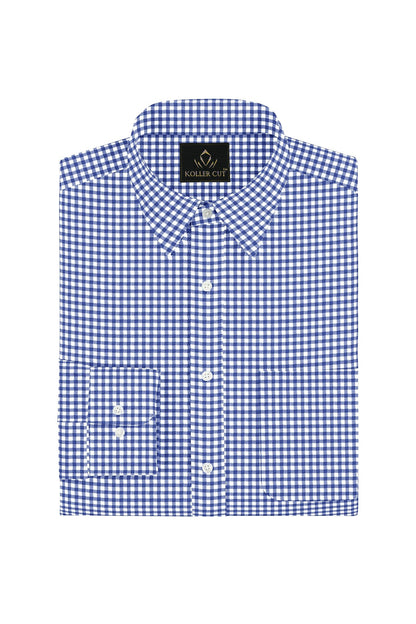 White and Amparo Blue Gingham Checks Cotton Shirt