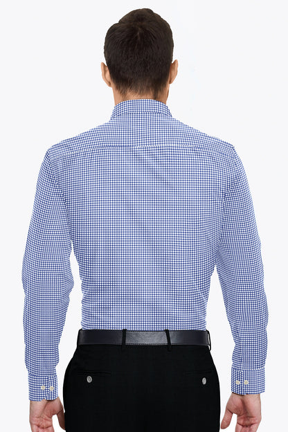White and Amparo Blue Gingham Checks Cotton Shirt