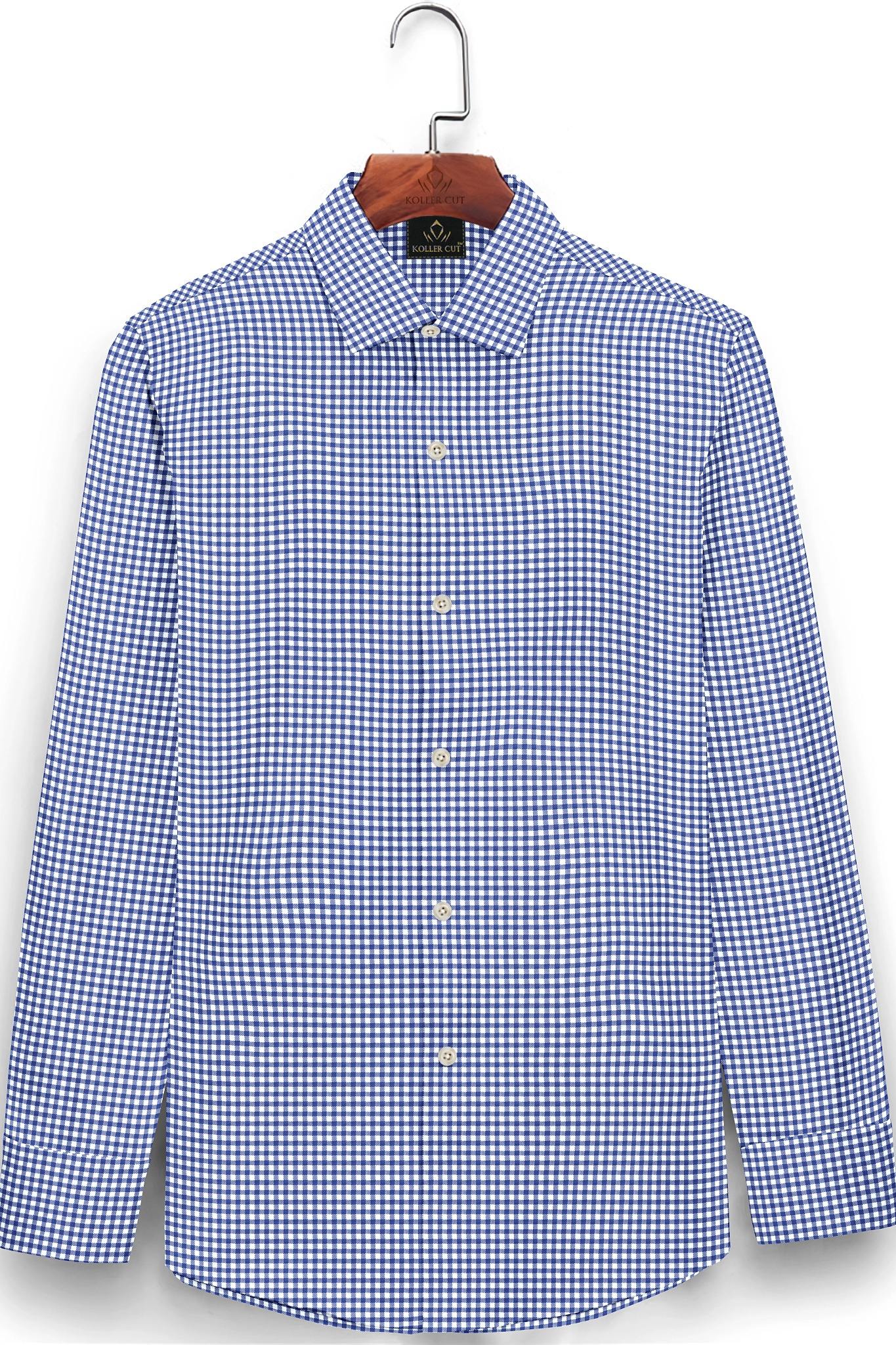 White and Amparo Blue Gingham Checks Cotton Shirt