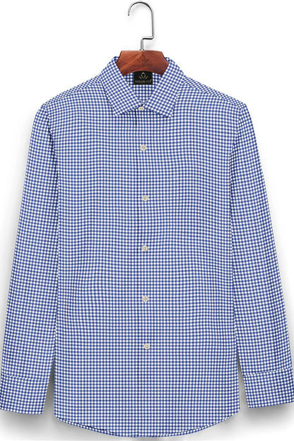 White and Amparo Blue Gingham Checks Cotton Shirt