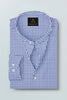 White and Amparo Blue Gingham Checks Mandarin Collar Cotton Shirt