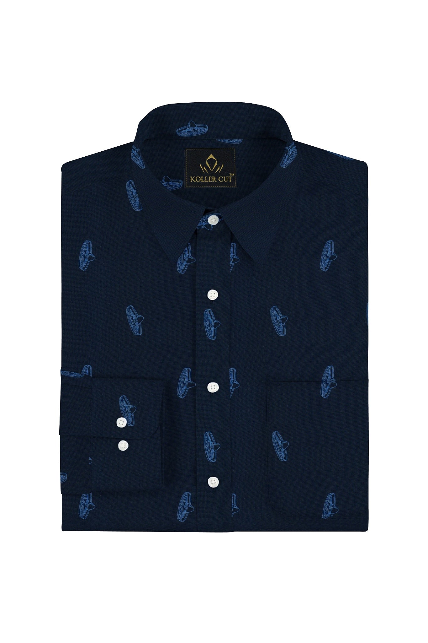 Moonlit Blue and Nebulas Blue UFO Printed Cotton Shirt