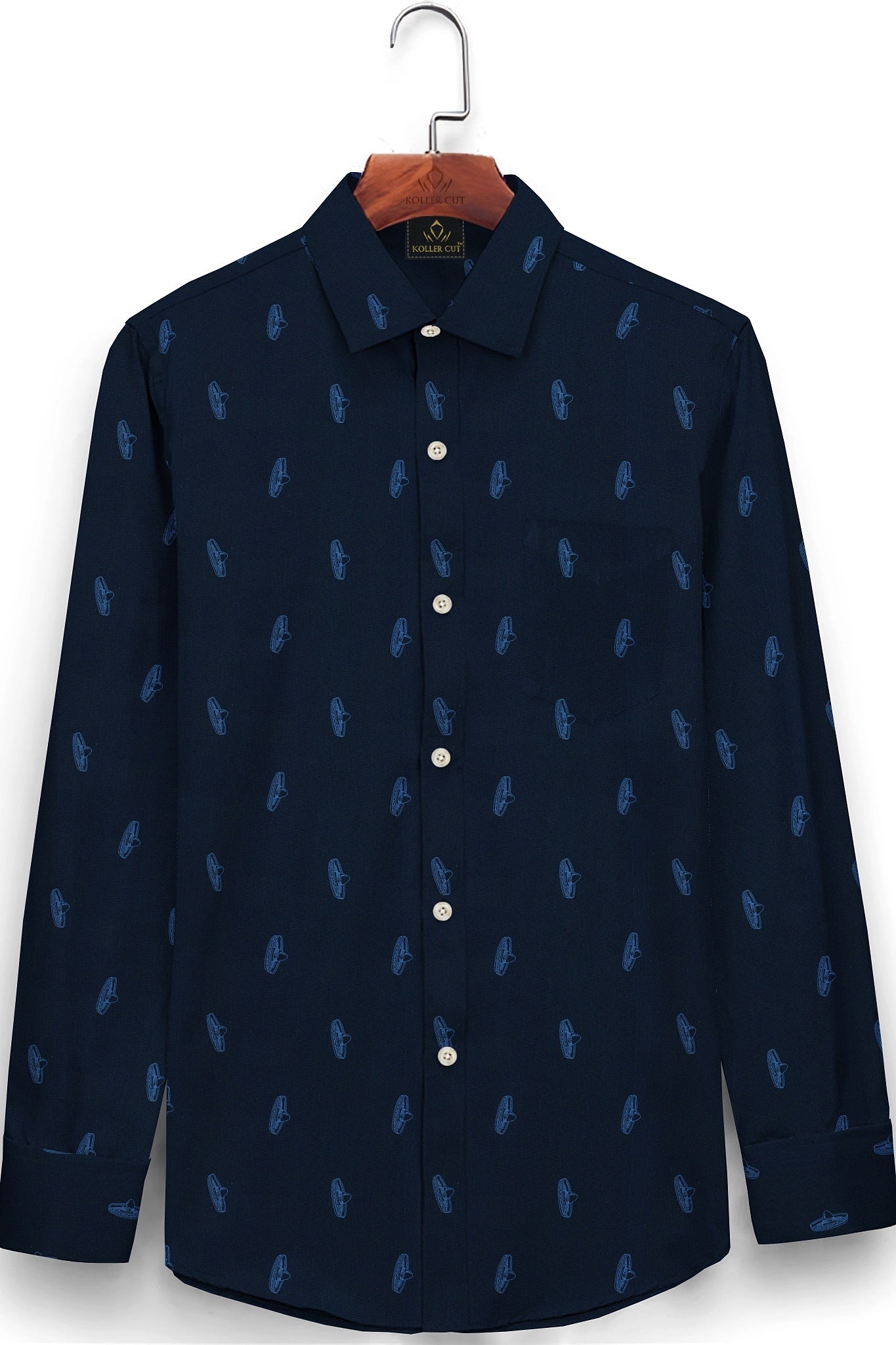 Moonlit Blue and Nebulas Blue UFO Printed Cotton Shirt