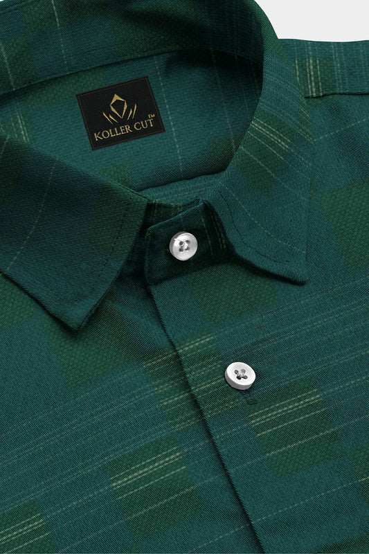 Alpine Green and Myrtle Green Box Checks Premium Egypitan Giza Cottton Shirt