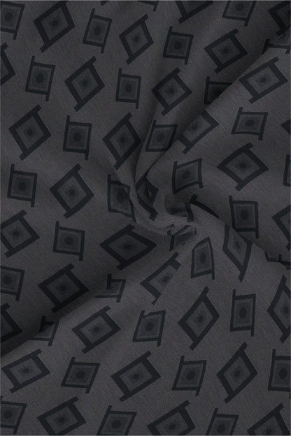 Ebony black with Lunar Gray and Jet Black Square Jacquard Print Egyptian Giza Cotton Shirt