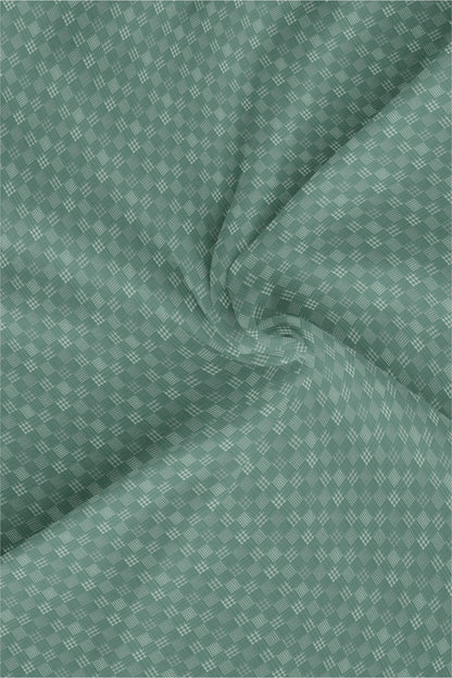 Jadesheen Green and White Jacquard Checks Egyptian Giza Cotton Shirt