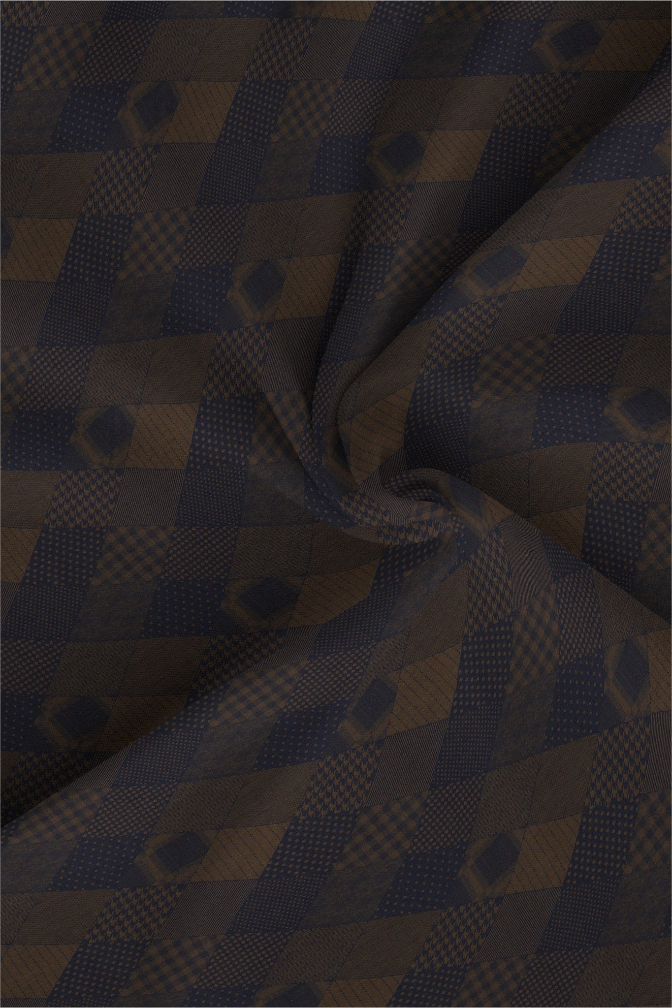 Caramal Brown and Moonlit Blue Jacquard Print Egyptian Giza Cotton Shirt