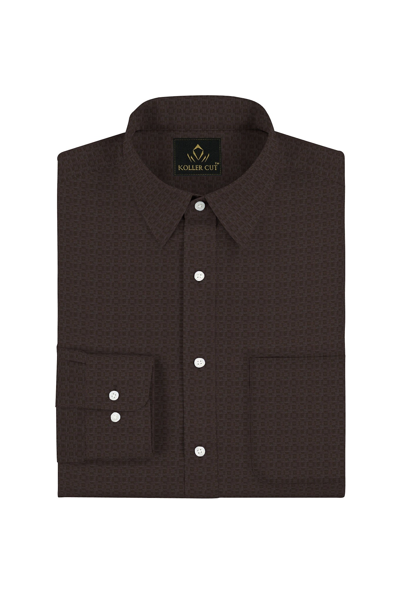Raisin Brown and Mulch  Brown Jacquard Print Egyptian Giza Cotton Shirt