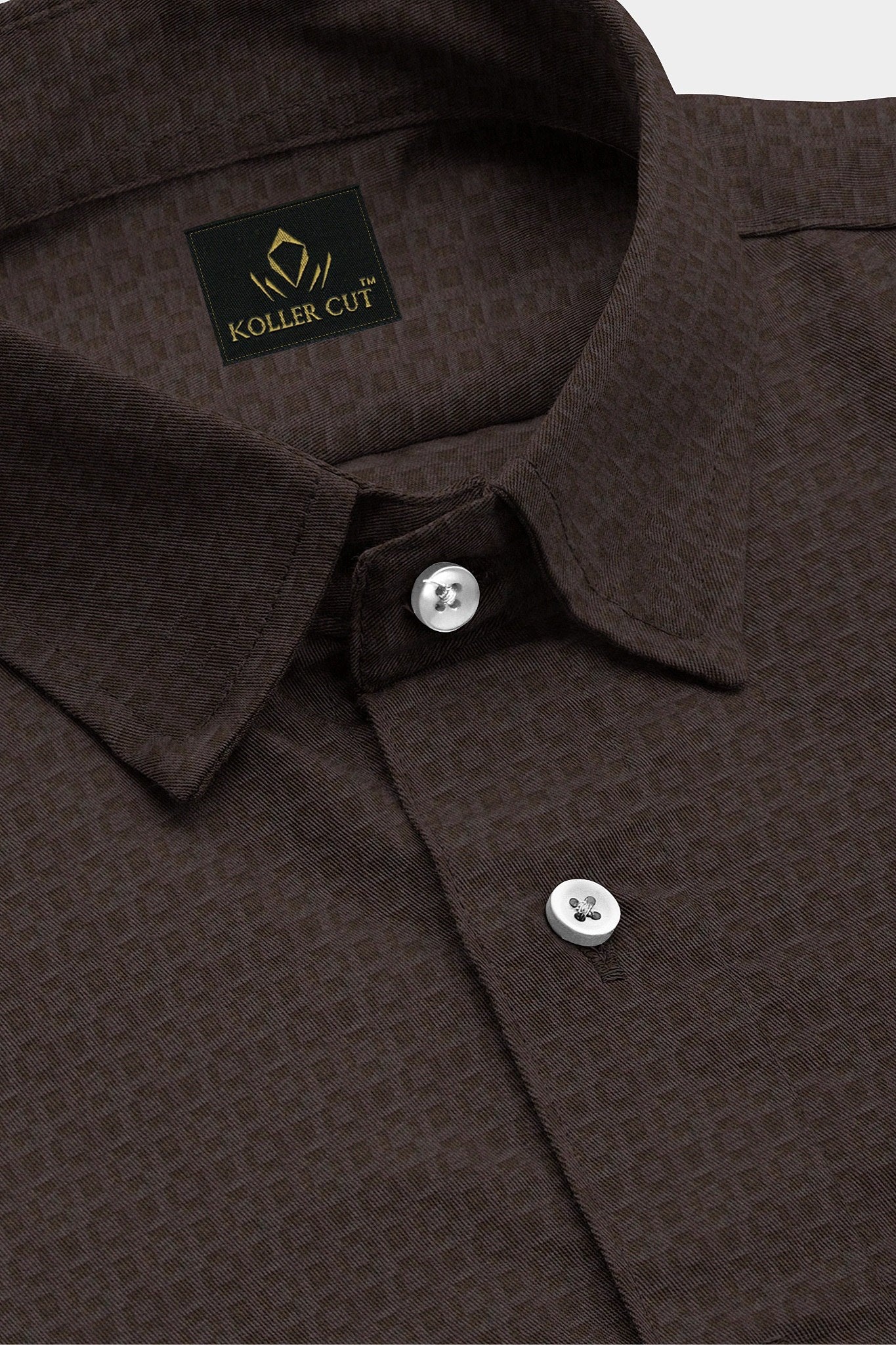 Raisin Brown and Mulch  Brown Jacquard Print Egyptian Giza Cotton Shirt