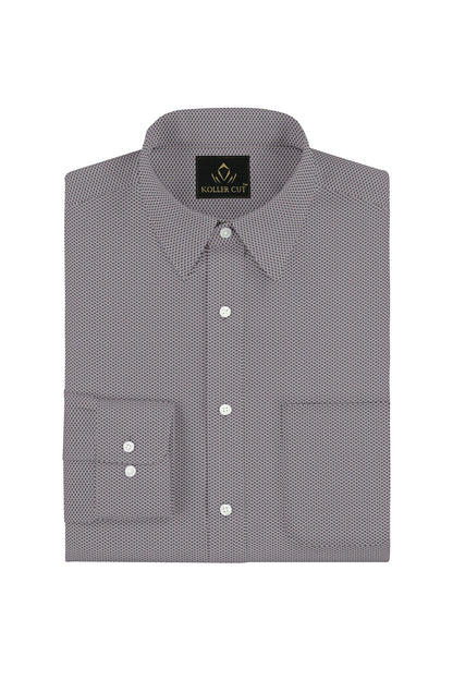Titanium Gray and Orchid Pink Lock Crimp Mesh Jacquard Print Egyptian Giza Cotton Shirt