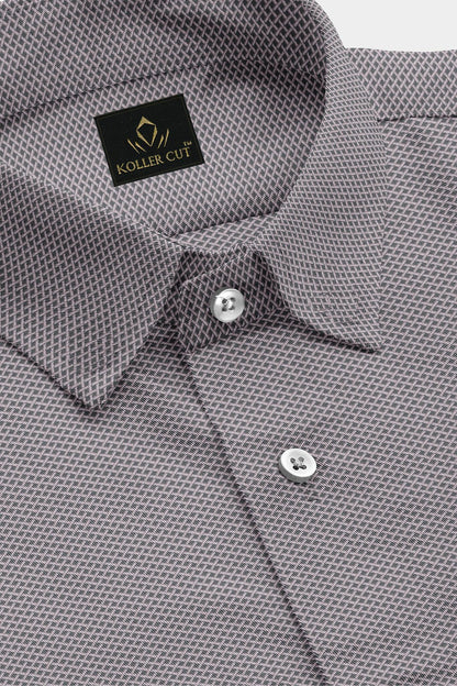 Titanium Gray and Orchid Pink Lock Crimp Mesh Jacquard Print Egyptian Giza Cotton Shirt