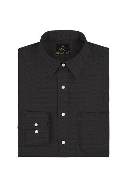 Graphite Gray and Raisin Brown Jacquard Print Premium Egyptian Giza Cotton Shirt