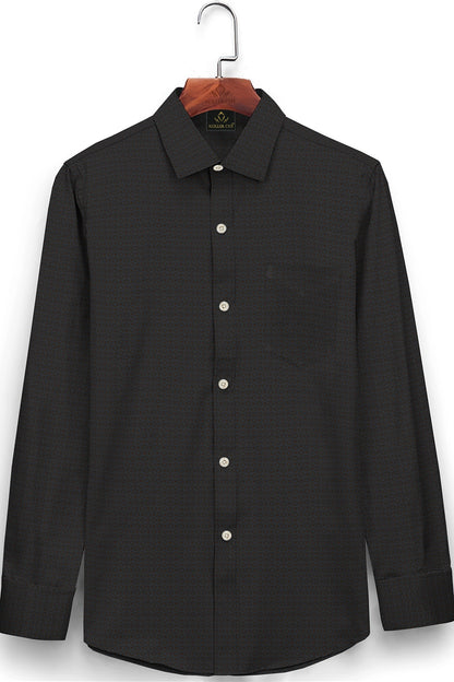 Graphite Gray and Raisin Brown Jacquard Print Premium Egyptian Giza Cotton Shirt