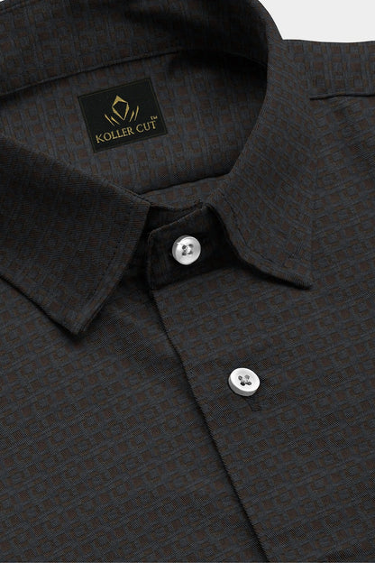 Graphite Gray and Raisin Brown Jacquard Print Premium Egyptian Giza Cotton Shirt