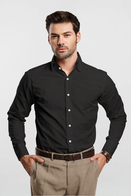 Graphite Gray and Raisin Brown Jacquard Print Premium Egyptian Giza Cotton Shirt