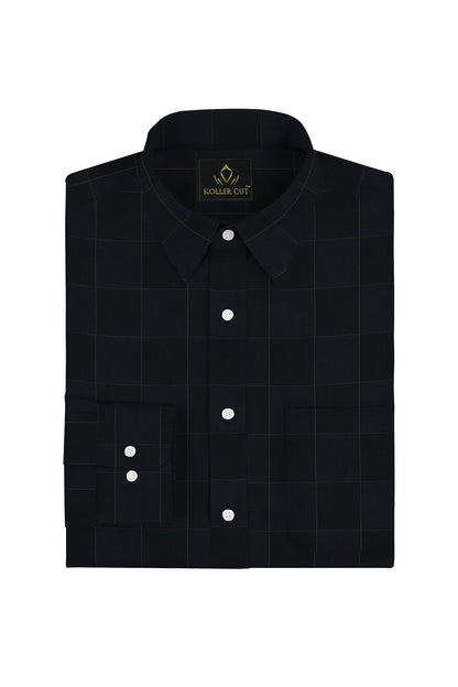 Jade Black and Opal Blue Checks Egyptian Giza Cotton Shirt