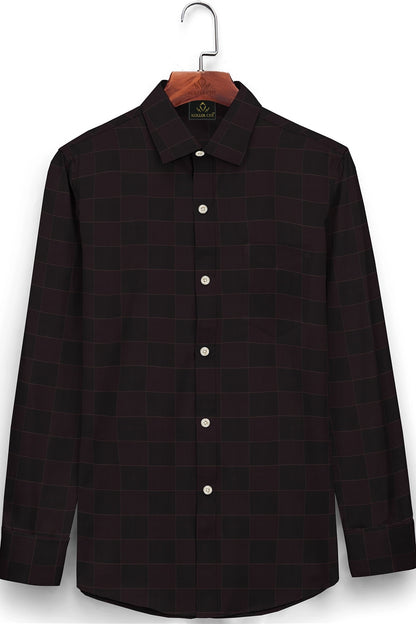 Jade Black and Tillandsia Purple Checks Premium Egyptian Giza Cotton Shirt