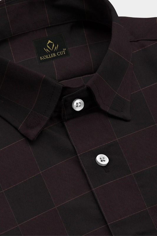 Jade Black and Tillandsia Purple Checks Premium Egyptian Giza Cotton Shirt