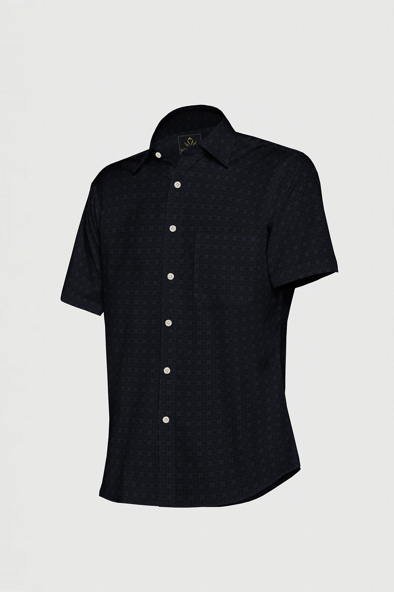 Jade Black and Coronet Blue Jacquard Print Egyptian Giza cotton Shirt