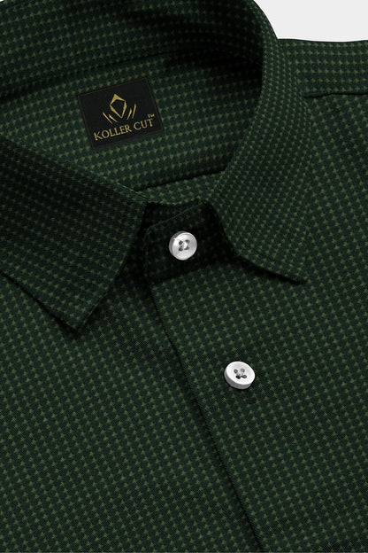 Sycamore and Artichoke Green Jacquard Print Egyptian Giza Cotton Shirt