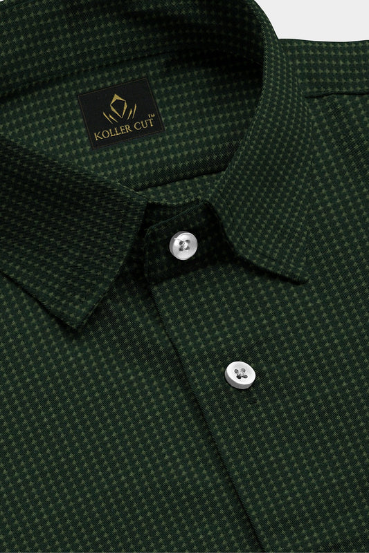 Sycamore and Artichoke Green Jacquard Print Egyptian Giza Cotton Shirt