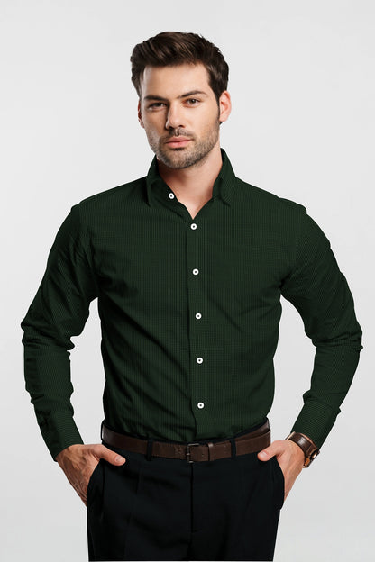 Sycamore and Artichoke Green Jacquard Print Egyptian Giza Cotton Shirt