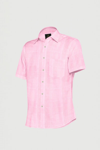 Pearl Pink Abstract Jacquard Print Egyptian Giza Cotton Shirt