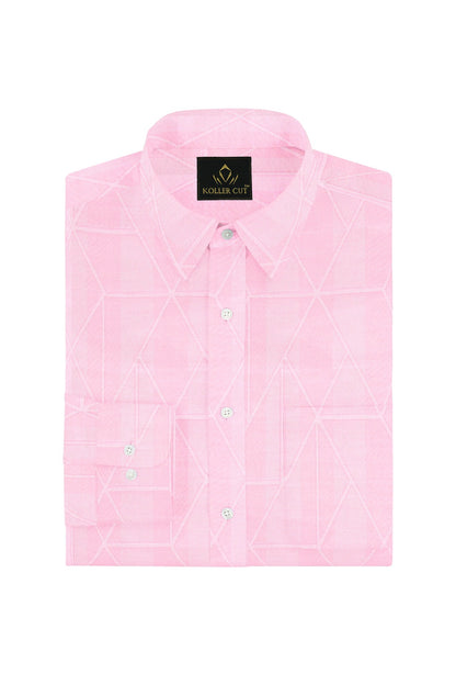 Pearl Pink Abstract Jacquard Print Egyptian Giza Cotton Shirt