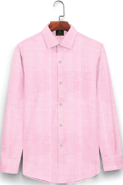 Pearl Pink Abstract Jacquard Print Egyptian Giza Cotton Shirt