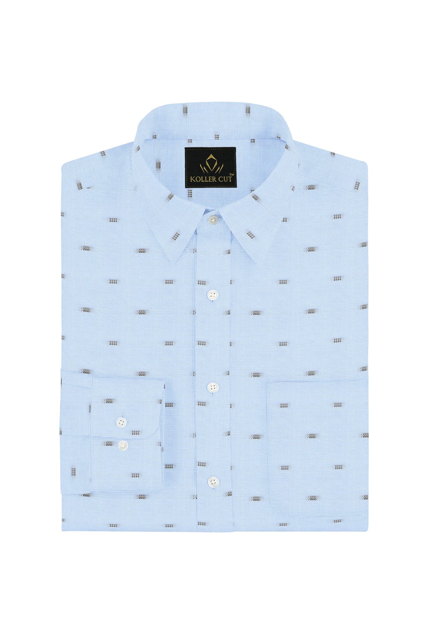 Brunnera Blue and Dill Green Jacquard Print Premium Egyptian Giza Cotton Shirt