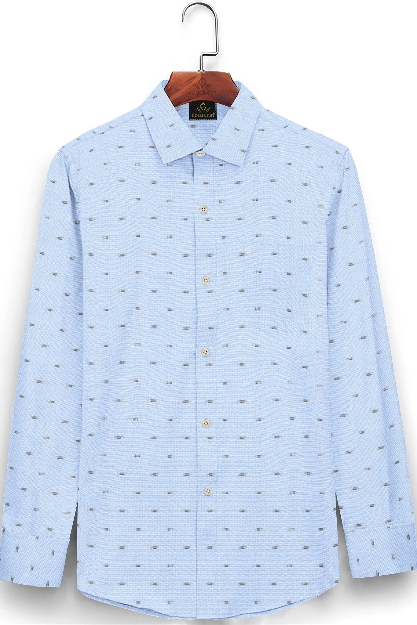Brunnera Blue and Dill Green Jacquard Print Premium Egyptian Giza Cotton Shirt