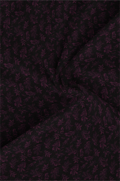 Black and Magenta Purple Sisyrinchium Plant Jacquard Print Giza Cotton Shirt