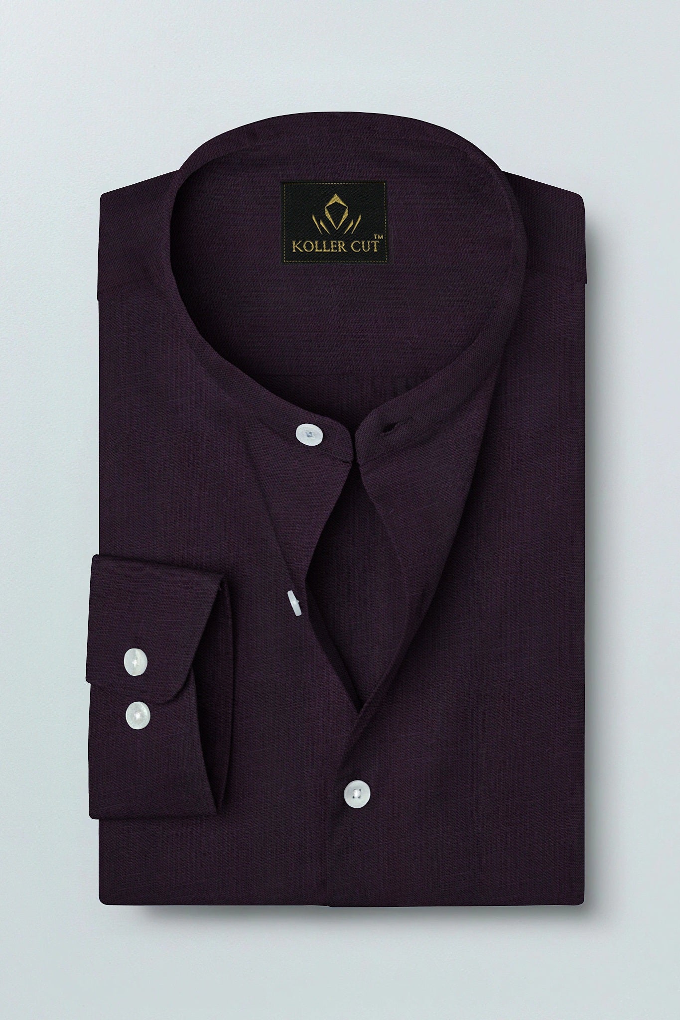 Wine Mandarin Collar Luxurious linen shirt