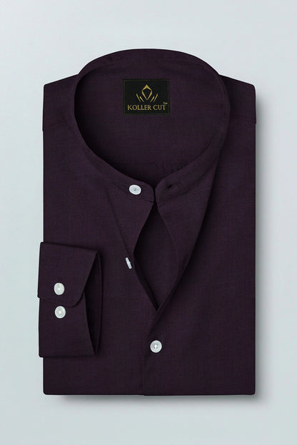 Wine Mandarin Collar Luxurious linen shirt