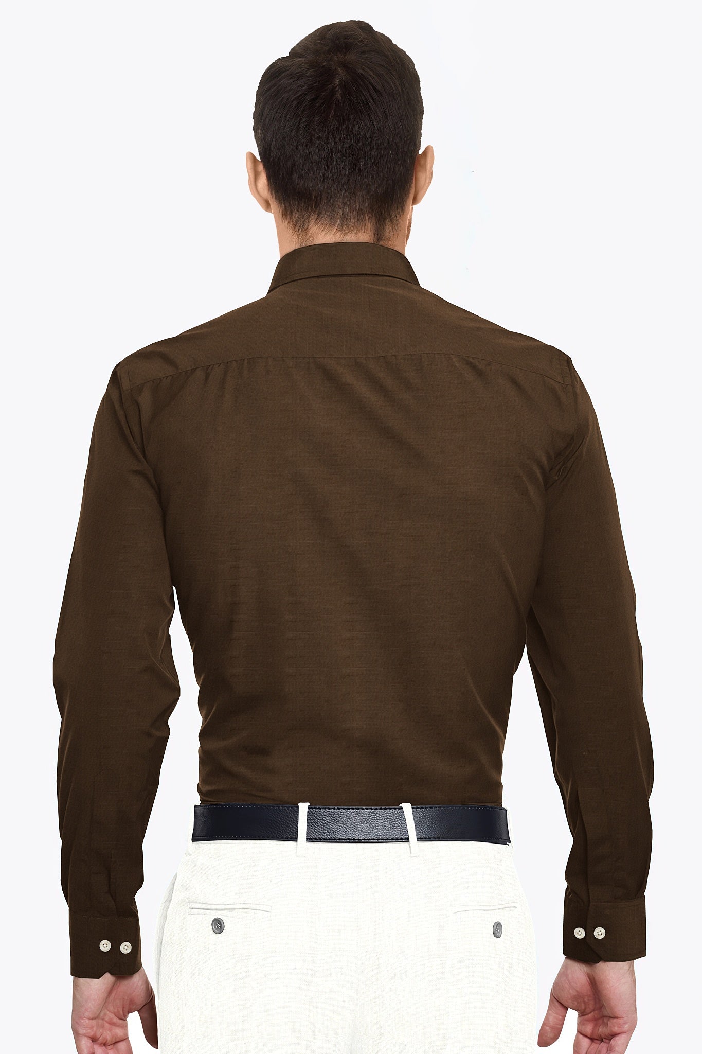 Bison Brown Cotton Shirt Plus Size Plain Shirts in India