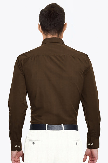 Bison Brown Cotton Shirt Plus Size Plain Shirts in India