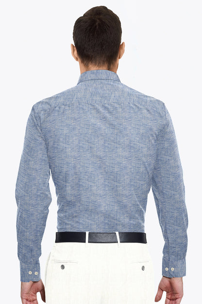 Denim Blue Cotton Linen Shirt
