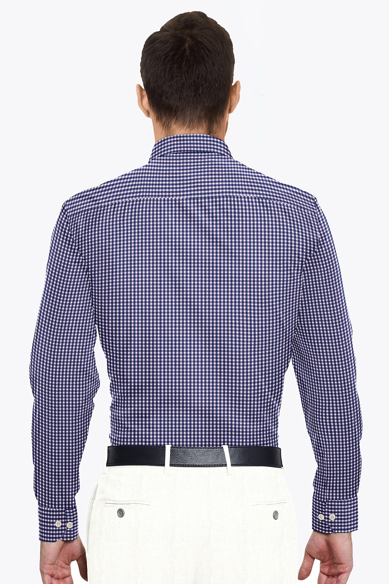Clematis Blue with White and Magenta Pink Gingham Checks Cotton Shirt