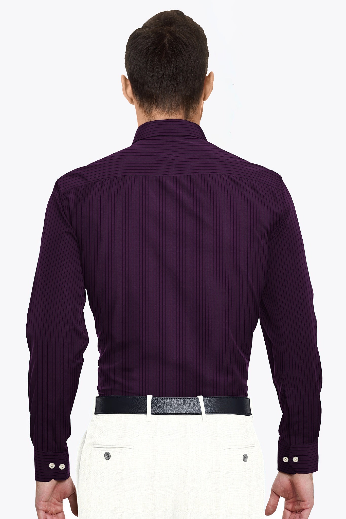Phlox Purple and Black Pinstripes Cotton Shirt- Plus size Cotton Shirts in India