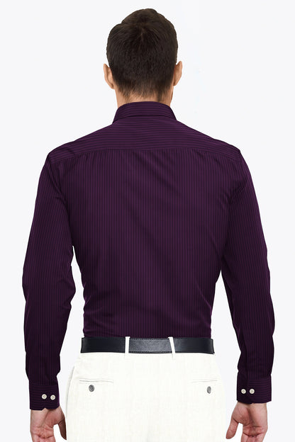 Phlox Purple and Black Pinstripes Cotton Shirt- Plus size Cotton Shirts in India