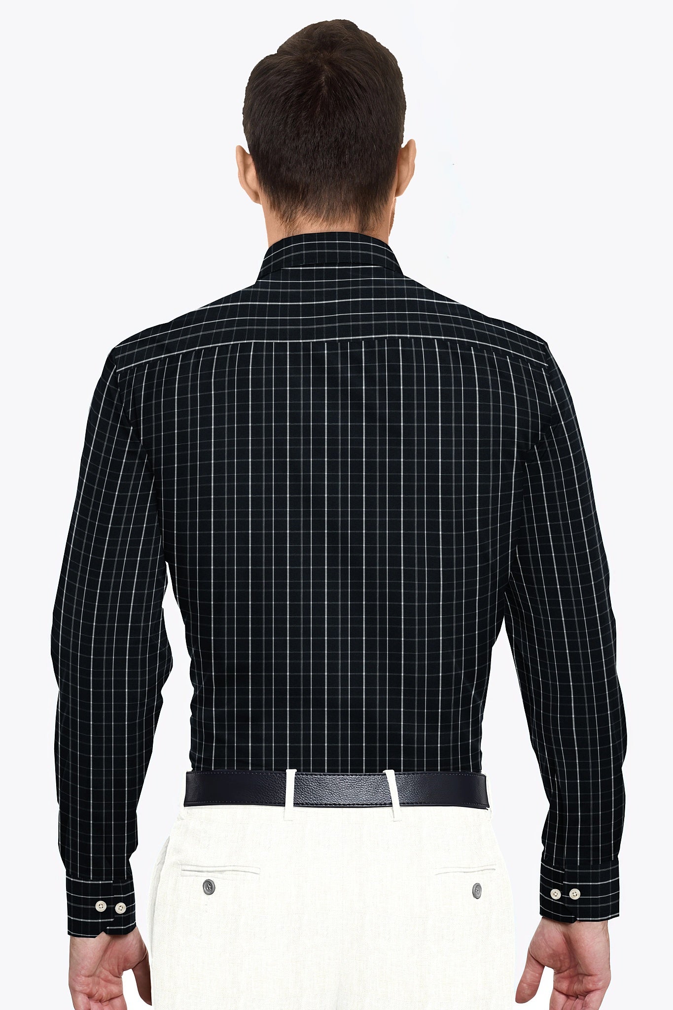 Anthracite Black and White Checks Cotton Shirt