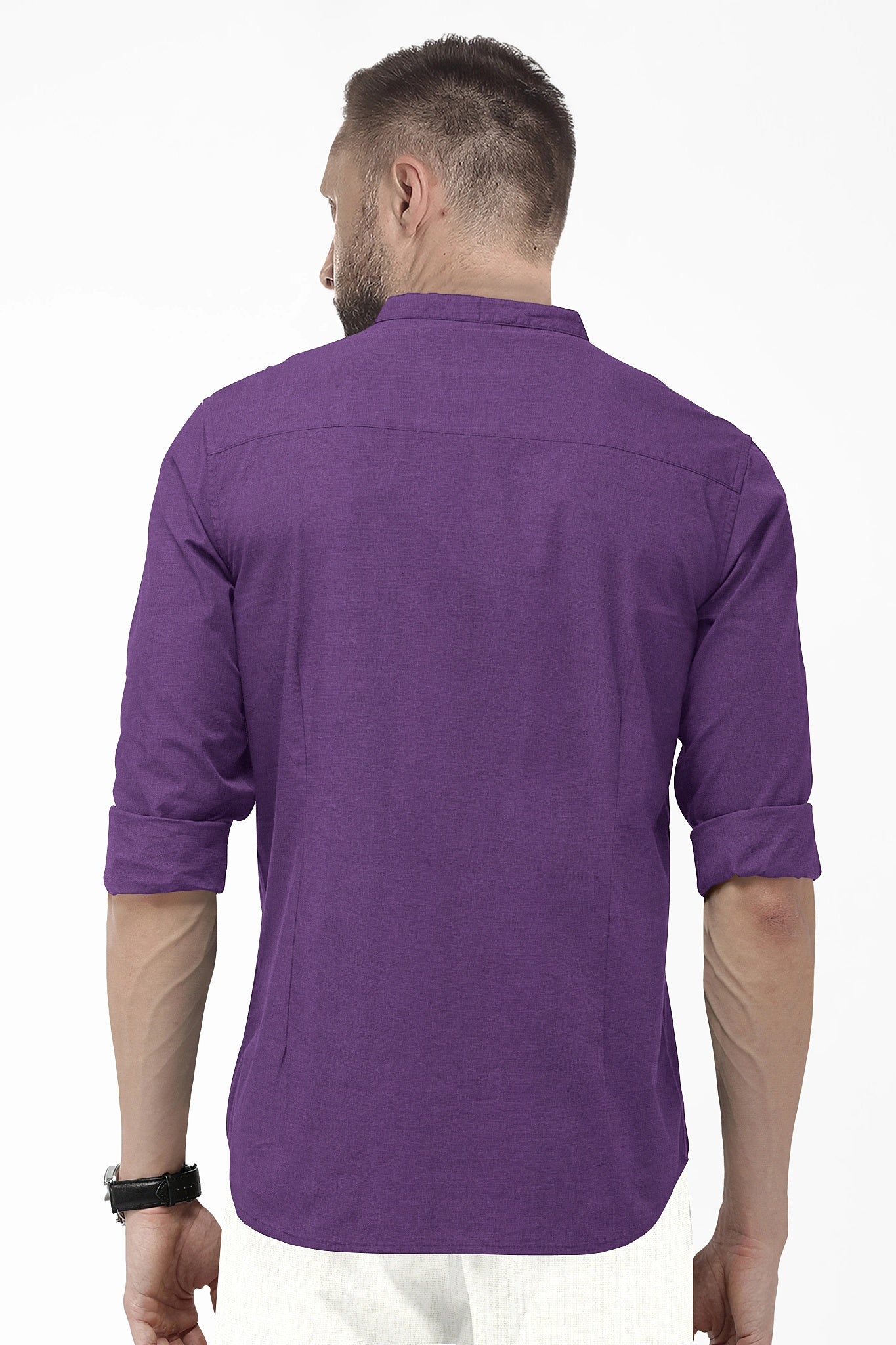 Grape Purple Mandarin Luxurious Linen Shirt