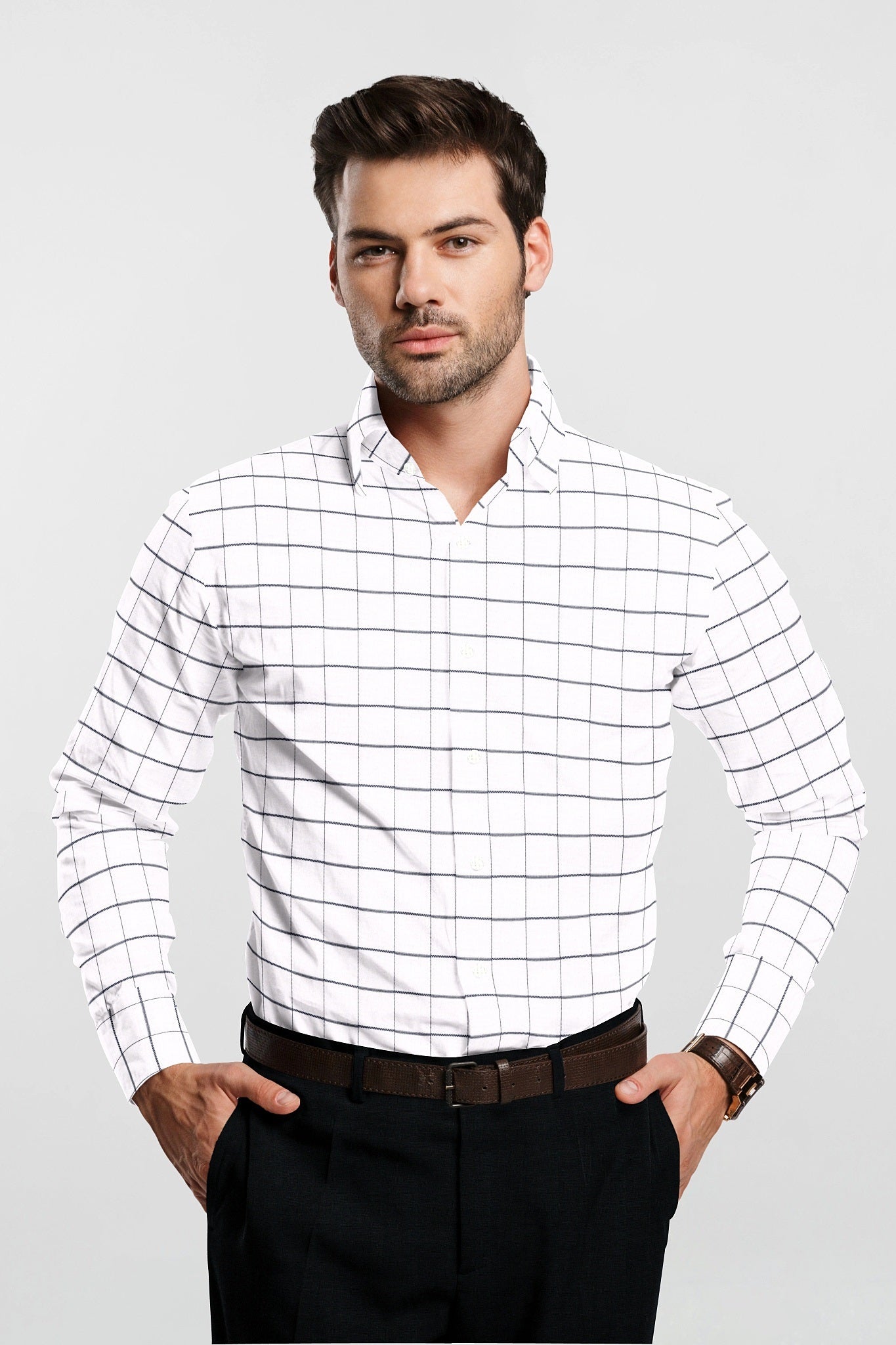 White and Black Checks Cotton Shirt Best Premium Cotton Check Shirt in India