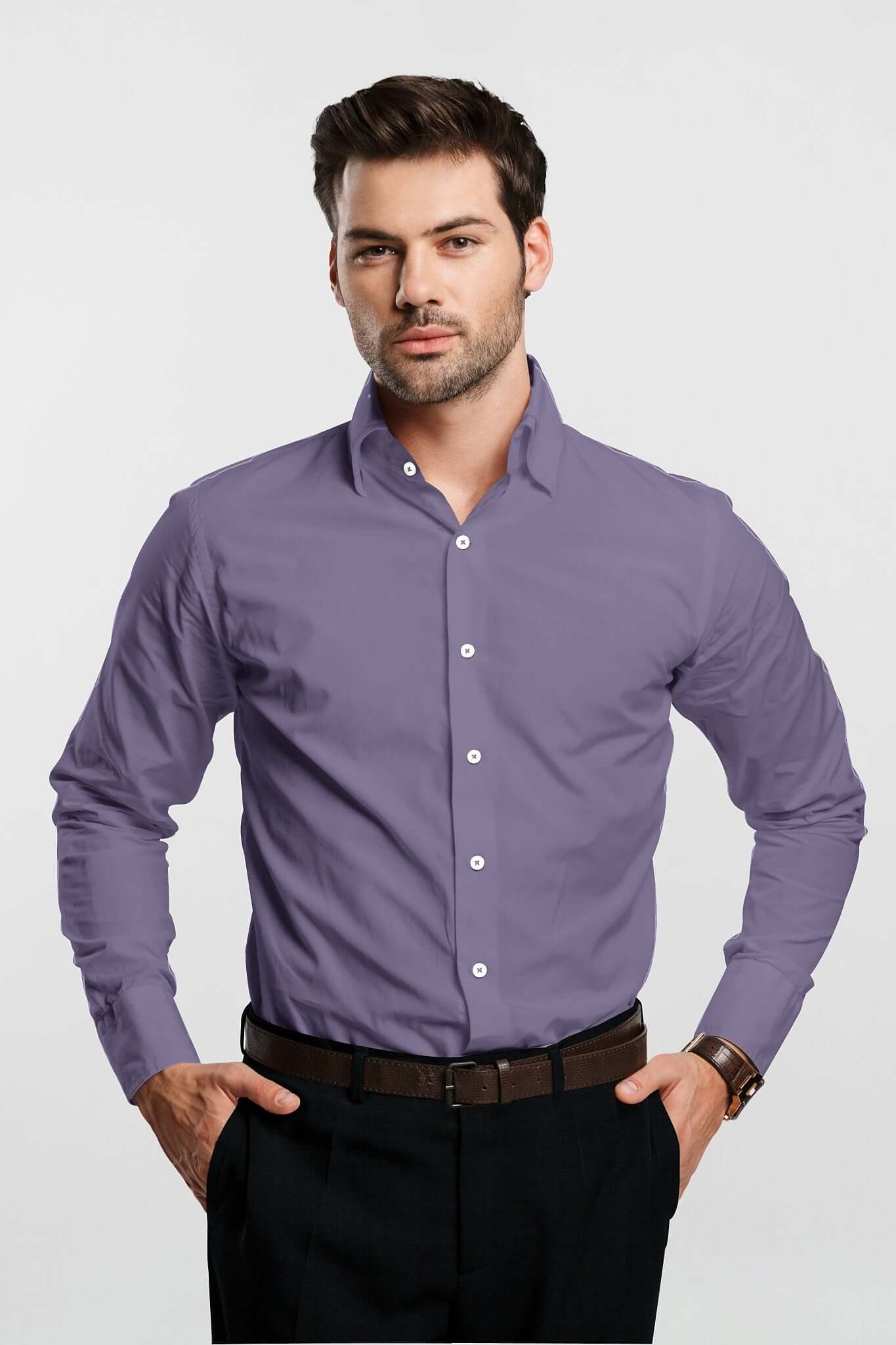 Aster Purple Giza Cotton Shirt