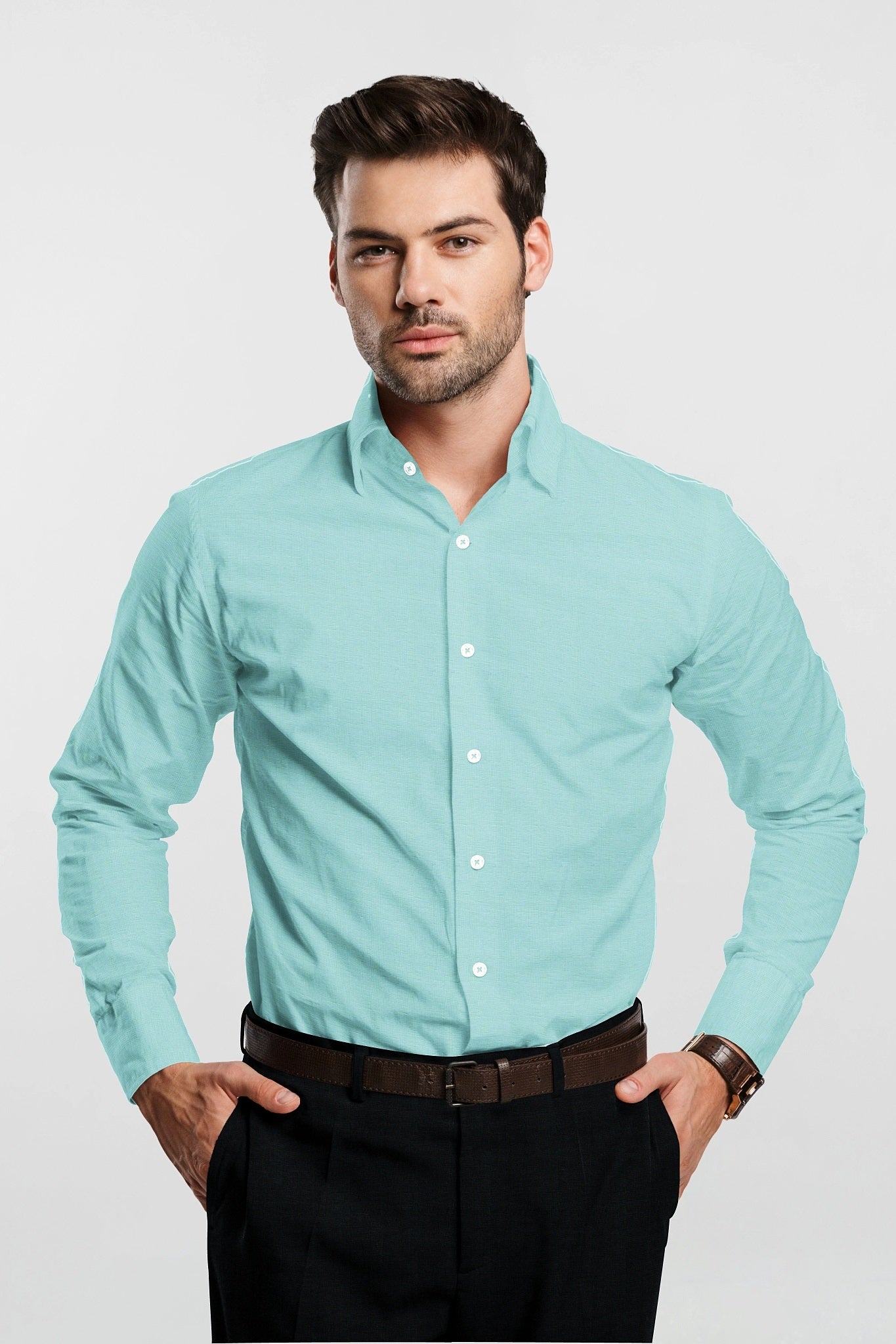 Turquoise Blue Luxurious Linen Shirt - Buy Linen Shirt in Mumbai
